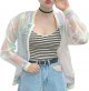 Women's Girls Hologram Rainbow Jacket Transparent Summer Sunscreen Jacket