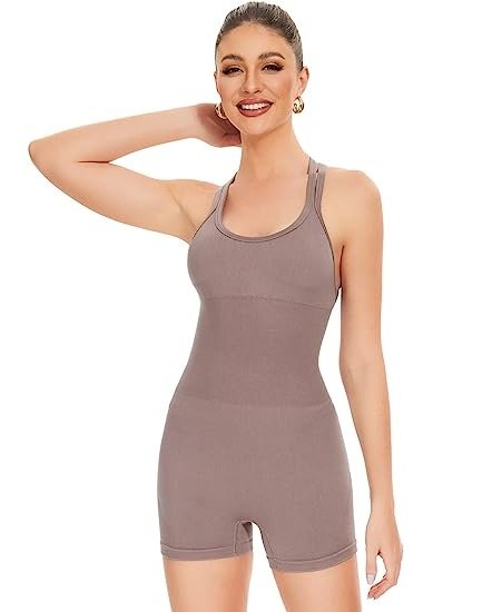 Womens Jumpsuits Cross Backless Workout Yoga Seamless One Piece Sleeveless Jumpsuit