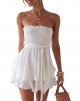 Women's Sexy Off Shoulder Ruffle Romper Cotton Backless Short Jumpsuit