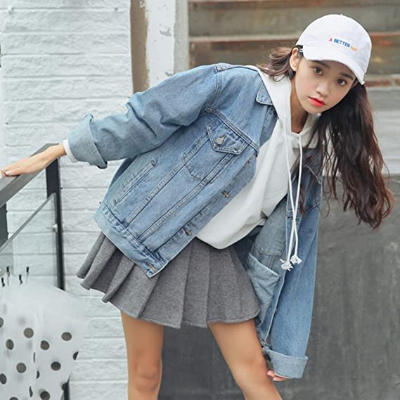 Women's Boyfriend Denim Jackets Long Sleeve Loose Jean Coats