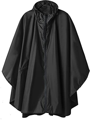 Rain Poncho Jacket Coat Hooded for Adults with Pockets
