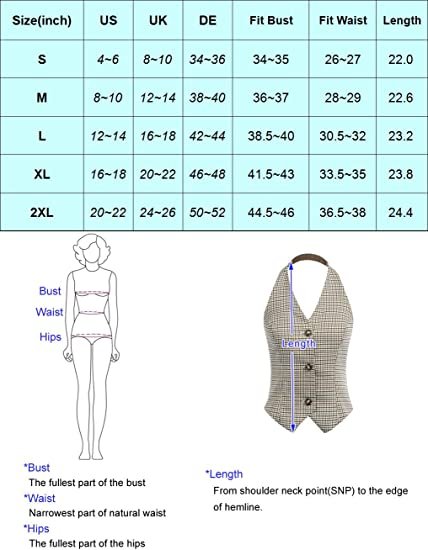 Womens Vintage Waistcoat Vest Halter Neck Button Down Dressy Vests